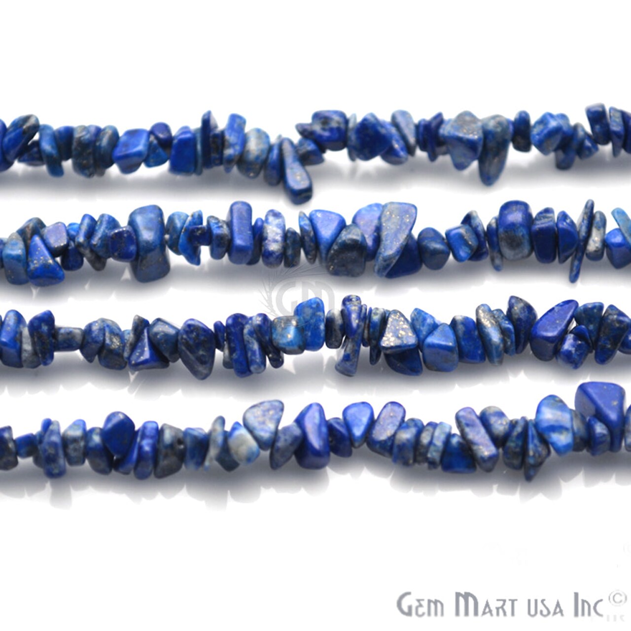 Lapis Chip Beads, 34 Inch, Natural Chip Strands, Drilled Strung Nugget Beads, 3-7mm, Polished, GemMartUSA (CHLP-70001)